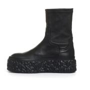 Zwarte enkellaarzen met rockzool AGL , Black , Dames