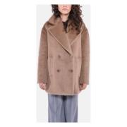 Korte Alpaca Jas met Dubbele Rij Max Mara Studio , Brown , Dames