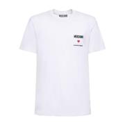 Witte T-shirt In Love We Trust Moschino , White , Heren