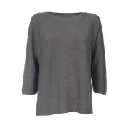 Asymmetrische Boothals Wollen Trui Le Tricot Perugia , Gray , Dames