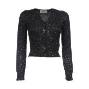 Korte pailletten cardigan met geribbelde afwerking Ermanno Scervino , ...