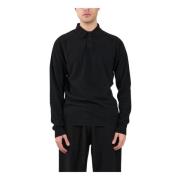 Wollen en kasjmier klassiek poloshirt Roberto Collina , Black , Heren