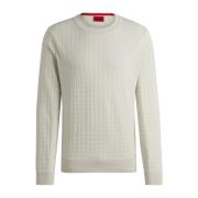 Casual katoenen trui met ruitpatroon Hugo Boss , White , Heren