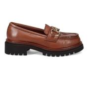 Bruin Leren Loafers voor Vrouwen Calpierre , Brown , Dames