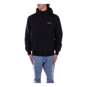 Zwarte Hoodie Jas Logo Rits Zakken Carhartt Wip , Black , Heren