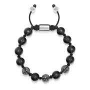 Men's Trio Black Diamond Beaded Bracelet with Matte Onyx and Sterling ...