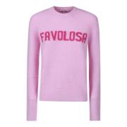 Wollen Crewneck Pullover met Voorkant Lettering MC2 Saint Barth , Pink...