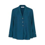 Geruite Top met V-Hals en Knopen Masai , Blue , Dames