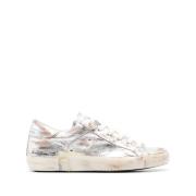 Metallic Finish Distressed Sneakers Philippe Model , Gray , Dames