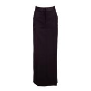 Zwarte A-lijn Maxi Rok met Satijnen Tailleband Semicouture , Black , D...