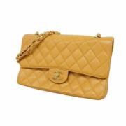 Pre-owned Leather shoulder-bags Chanel Vintage , Beige , Dames