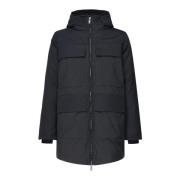 Blauwe Diepte Nylon Parka met Capuchon K-Way , Blue , Heren