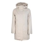 Roze Winterjas met Rits Capuchon K-Way , Beige , Dames