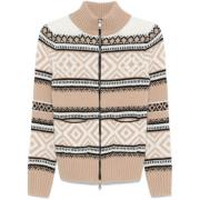 Jacquard Cardigan met Ribbed Design Ermanno Scervino , Beige , Dames