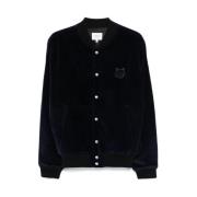 Navy Blue Corduroy Baseball Jacket Maison Kitsuné , Blue , Heren