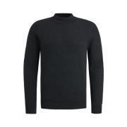 Fijne Boucle Mock Neck Sweater Cast Iron , Black , Heren