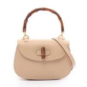 Pre-owned Leather handbags Gucci Vintage , Beige , Dames