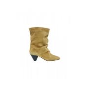 Fluwelen Leren Enkellaarzen Isabel Marant , Beige , Dames