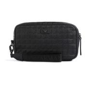 Zwarte leren pols portemonnee rits Emporio Armani , Black , Heren