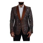 Apenprint Blazer Sicilia Stijl Dolce & Gabbana , Brown , Heren