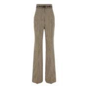 Hoge taille geruite broek met riem Max Mara , Beige , Dames