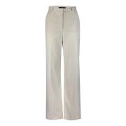 Wijde Pijp Broek Gestreept Katoen Max Mara , White , Dames