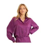 Satijnen shirt met kralen Alma EN Pena , Purple , Dames