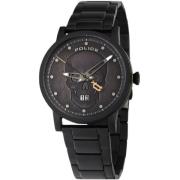 Roestvrijstalen kwarts herenhorloge grijs Police , Black , Heren