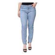 Blauwe Denim Jeans met Logodetails Dolce & Gabbana , Blue , Dames