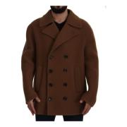 Bruine Double Breasted Peacoat Jas Dolce & Gabbana , Brown , Heren