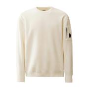 Witte Katoenen Chenille Crewneck Sweater C.p. Company , White , Heren