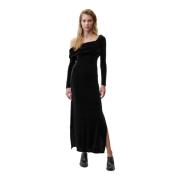 Een-Schouder Fluweel Maxi Jurk Undress Code , Black , Dames