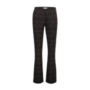 Herringbone Multiblack Bibette Broek Red Button , Black , Dames