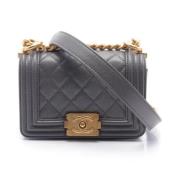 Pre-owned Leather shoulder-bags Chanel Vintage , Gray , Dames