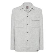 B Wool and Tencel Camp Overshirt Boggi Milano , Gray , Heren