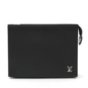 Pre-owned Leather clutches Louis Vuitton Vintage , Black , Heren