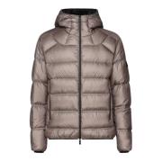 Beige Ripstop Gewatteerde Jas met Capuchon Moncler , Beige , Heren