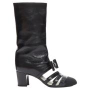 Pre-owned Leather boots Chanel Vintage , Black , Dames