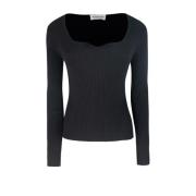 Zwarte Slim Fit Diepe Hals Trui P.a.r.o.s.h. , Black , Dames