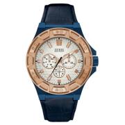 Blauw Leren Quartz Herenhorloge Guess , Blue , Heren