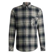 Flanellen Button-Down Overhemd Hugo Boss , Gray , Heren