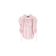 Gestreepte katoenen blouse met gerimpelde kraag Isabel Marant , Pink ,...