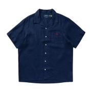 Navy Linnen Overhemd Regular Fit Polo Ralph Lauren , Blue , Heren