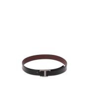 576C Nero+Bordeaux Scuro Leren Riem Tod's , Black , Heren