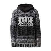 Zwarte Jacquard Hoodie C.p. Company , Black , Heren