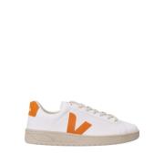 Witte Urca Sneakers met Oranje Inzetstukken Veja , White , Heren