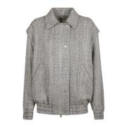 Herringbone Wool Bomber Jacket Golden Goose , Gray , Dames