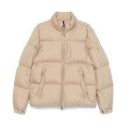 Gewatteerde Beige Jas Gewatteerd Ontwerp Moncler , Beige , Heren