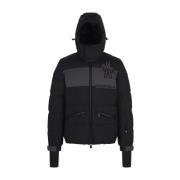 Zwarte Ski Jas met Bergdetails Moncler , Black , Heren