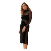 Mesh Cut-Out Zwarte Maxi Jurk Undress Code , Black , Dames